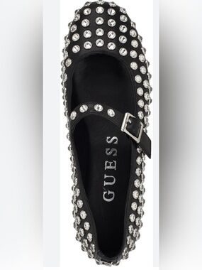 NWOB GUESS Black Studded Mary Jane Loafers with Silver Rhinestones-9.5M